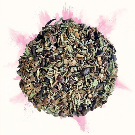 Infusion en vrac aux épices chai et éclats de chocolat, vu de dessus